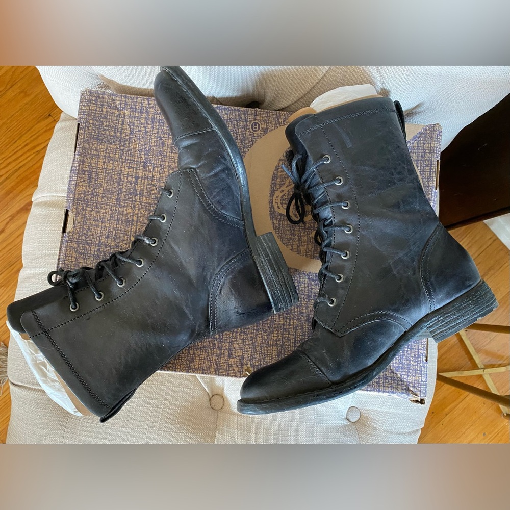 Born Shoes Born Neon Lace Up Combat Boot Black Leather, Sz 7.5 - Picture 7 of 10